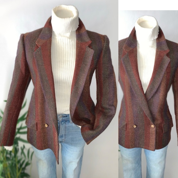 v i n t a g e :: Unique 70s Striped Wool Tweed Blazer ILGWU Union - Picture 14 of 14